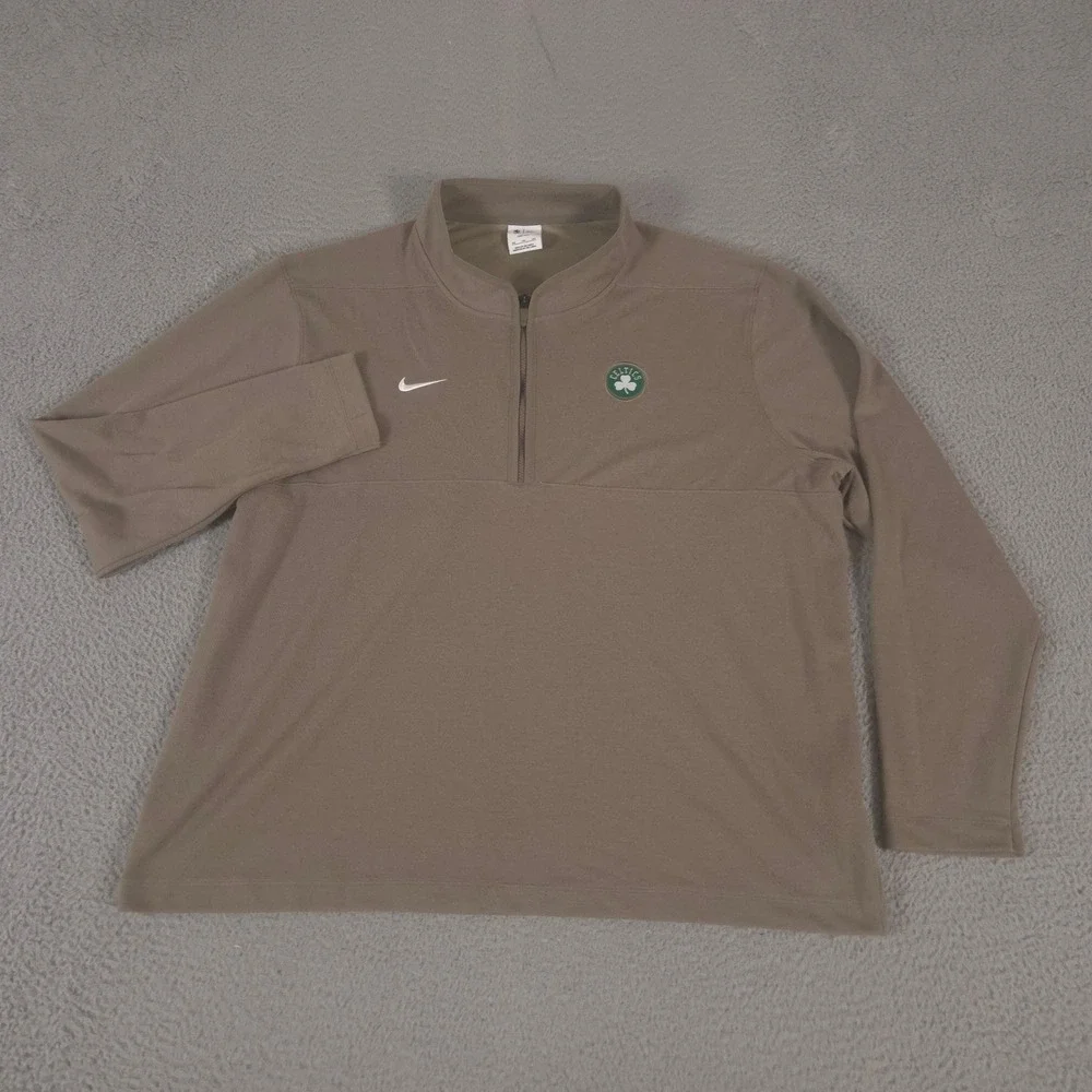 Nike Pullover Mens 3XL Brown Boston Celtics NBA Dri-FIT 1/4 Zip Embroidered Logo